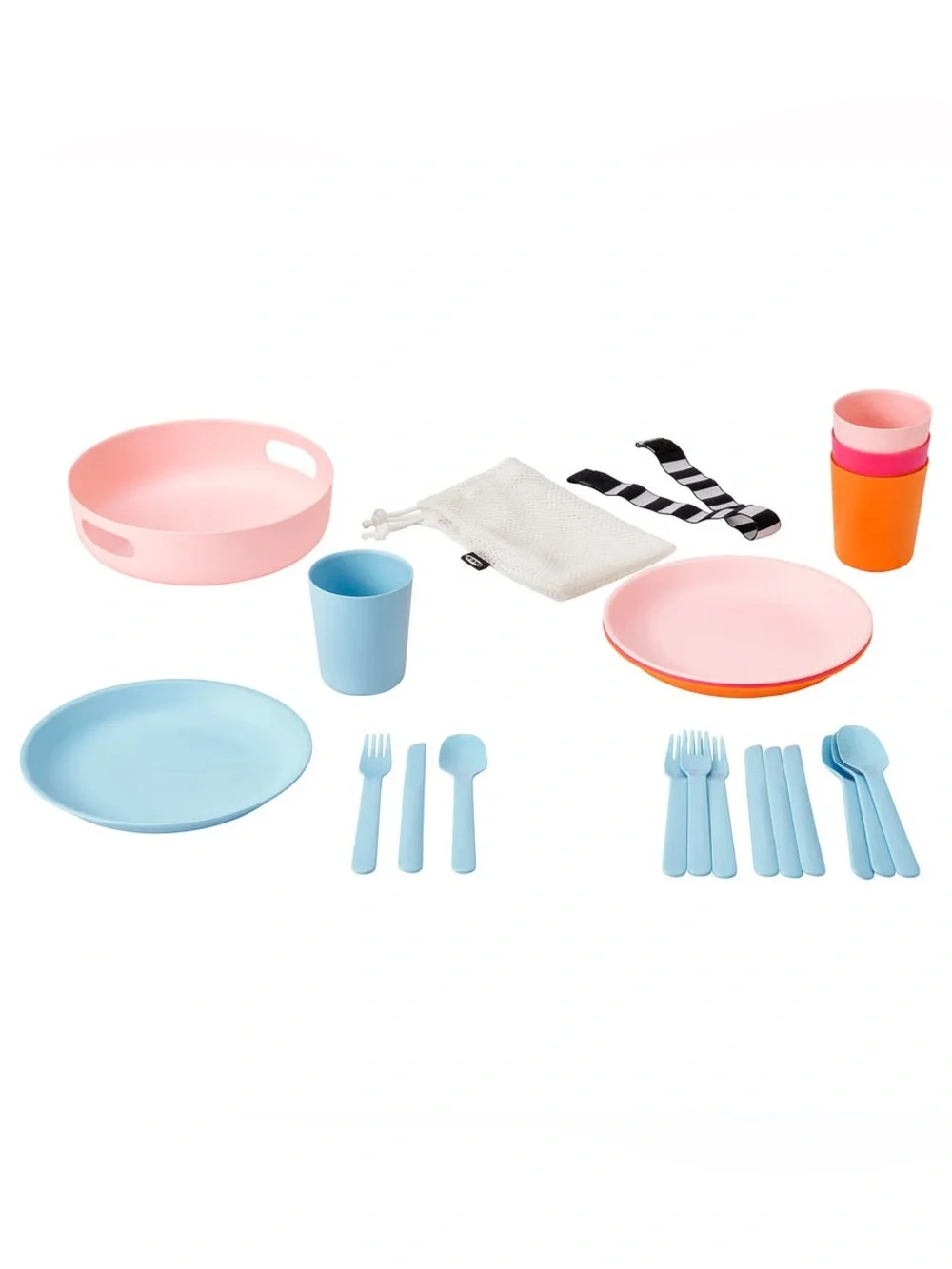 21-Piece Picnic Set in Pink and Blue
